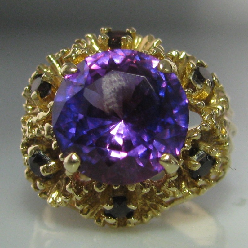 Amethyst Cluster Ring 14k Gold | The Antiques Room