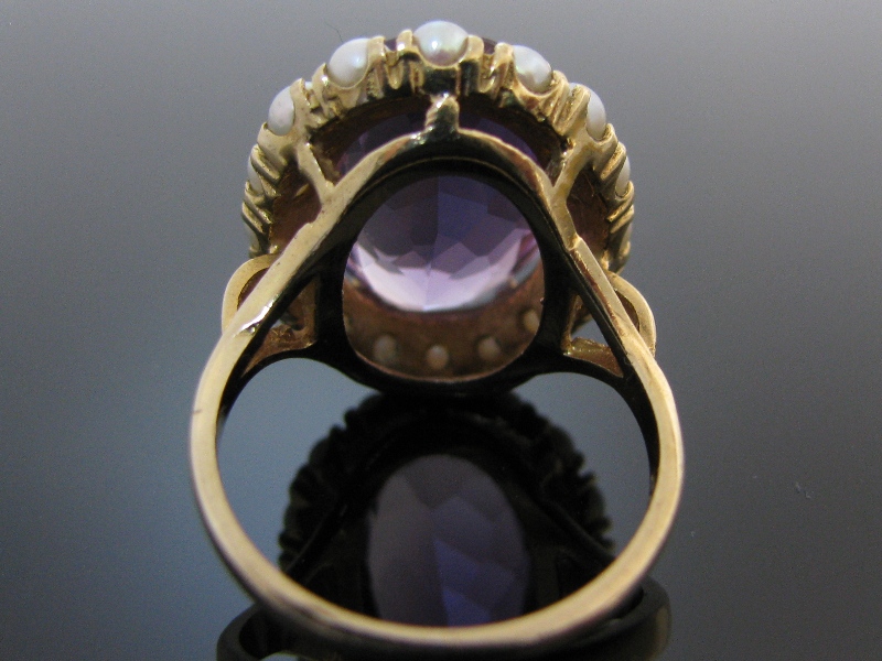 SOLD – Edwardian Style Amethyst and Pearl Ring | The Antiques Room