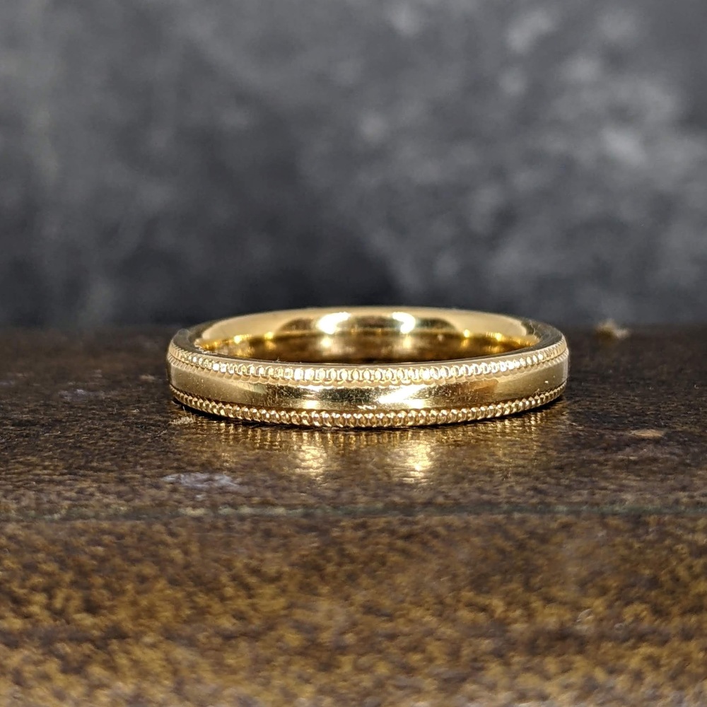 Milgrain wedding hot sale band gold